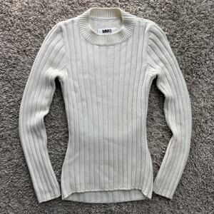 RARE MM6 Maison Margiela Ribbed Off White Roll Neck Sweater Women’s Size Medium